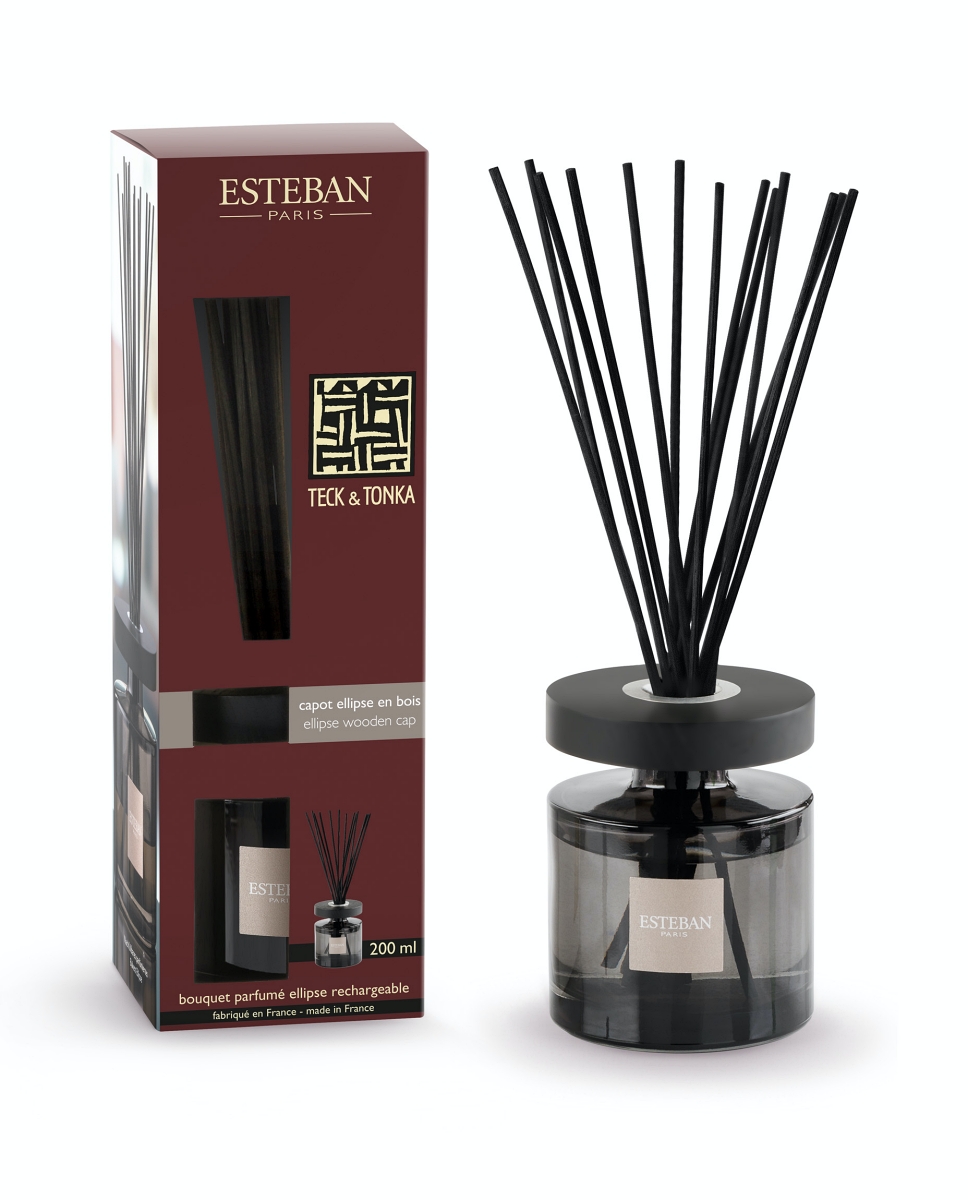 Levně Esteban Paris Parfums CLASSIC – TECK & TONKA TYČINKOVÝ DIFUZÉR 200 ml 200 ml