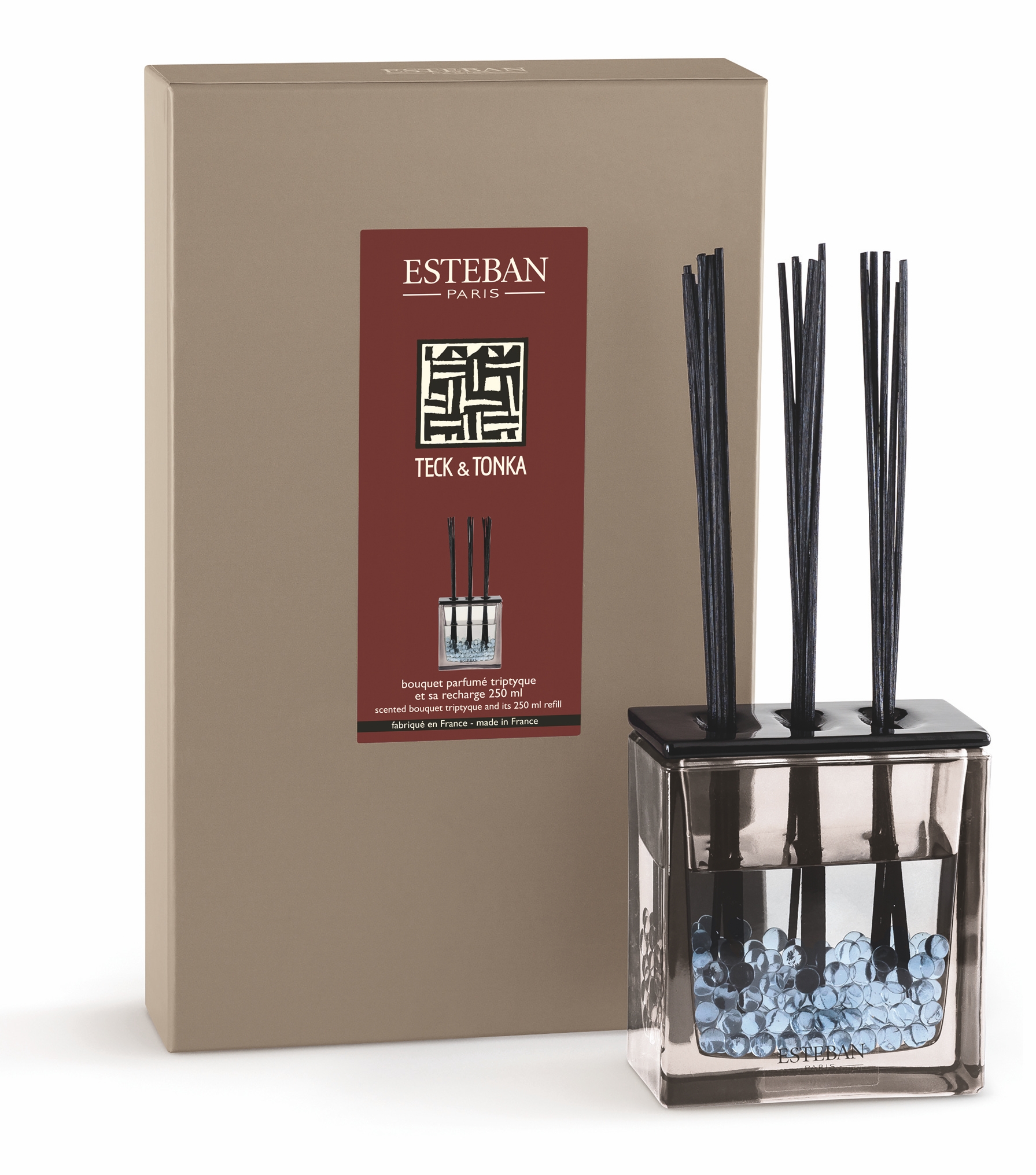Levně Esteban Paris Parfums CLASSIC – TECK & TONKA TYČINKOVÝ DIFUZÉR 250 ml 250 ml