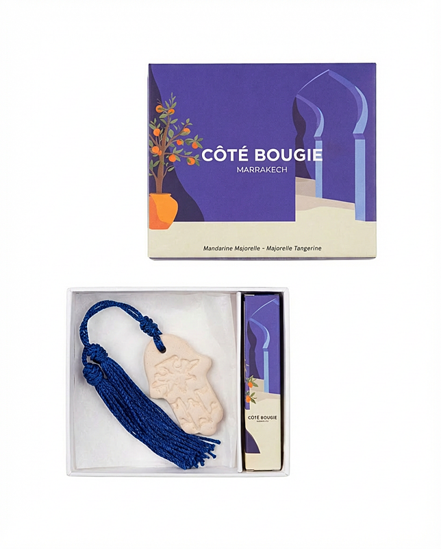 COTE BOUGIE - GIFT SET - keramická destička + sprej 4ml - mandarine majorelle