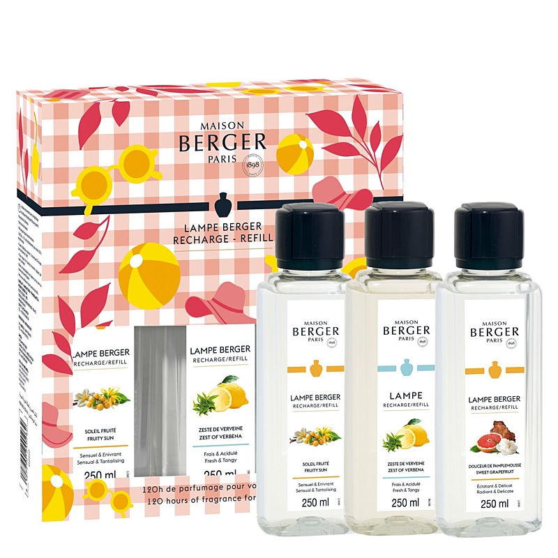 TRIOPACK 3x250 ML- MAISON BERGER - slunečné ovoce, sladký grapefuit, verbena